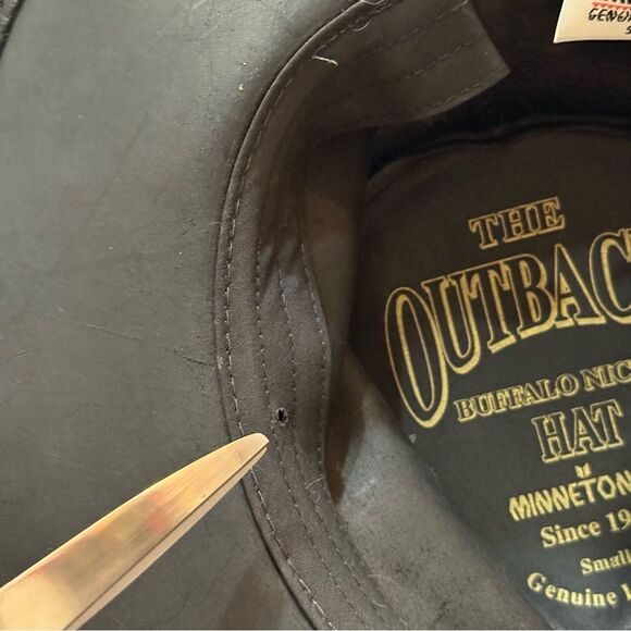 Minnetonka The Outback Buffalo Nickel Hat Genuine Leather Black Sz S - Picture 12 of 16